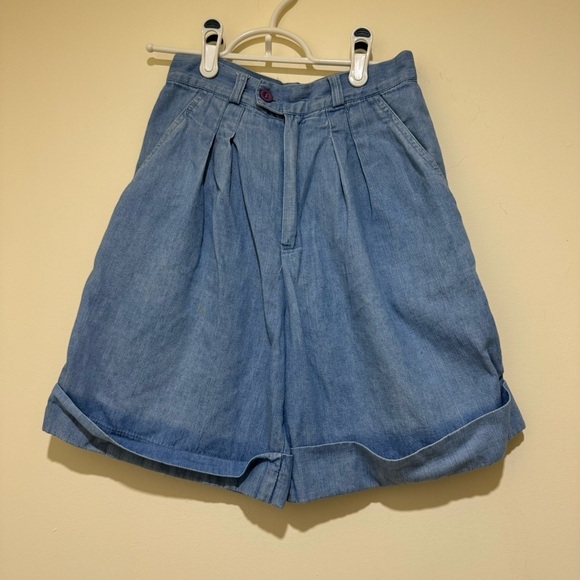 Women’s Vintage High Waisted Baggy Denim Shorts with Cross Stitching Pockets S:5 - Picture 1 of 16